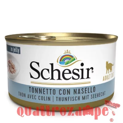 Schesir Gelatina Tonnetto Con Nasello 85 gr Scatoletta Per Gatti