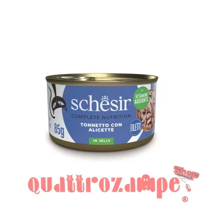 Schesir Gelatina Tonnetto Con Alicette 85 gr Scatoletta Per Gatti